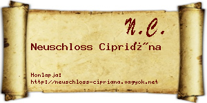 Neuschloss Cipriána névjegykártya